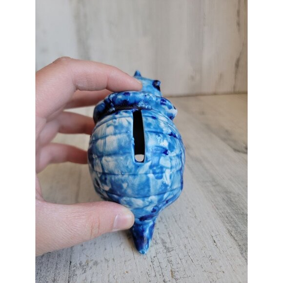 Vintage triceratops blue miniature Piggy bank unique dinosaur - Picture 5 of 7